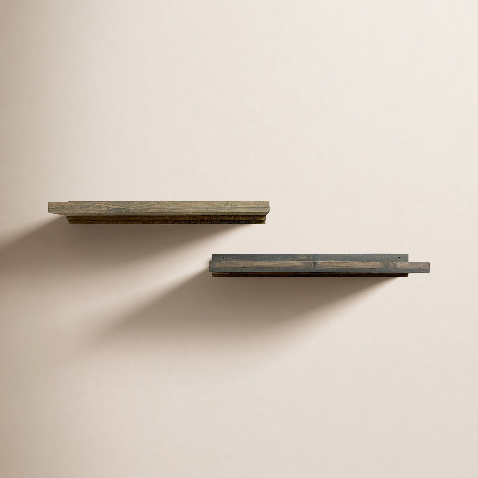 36" Solid Wood Floating Shelf, Gray, 4.25" H x 30" W x 10" D