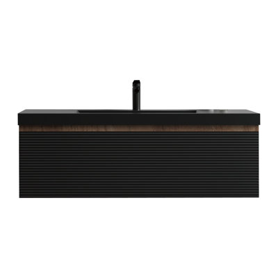 TONA CRUIS Wall Mounted Floating Bathroom Vanity with Oversized Storage and Integrated Resin Basin Minimalist Bathroom Sink Cabinet(Faucet not Included)