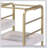 Gold and Washed Serving Cart with 3 Adjustable Trays, Perfect for Entertaining and Dining-1580596224
