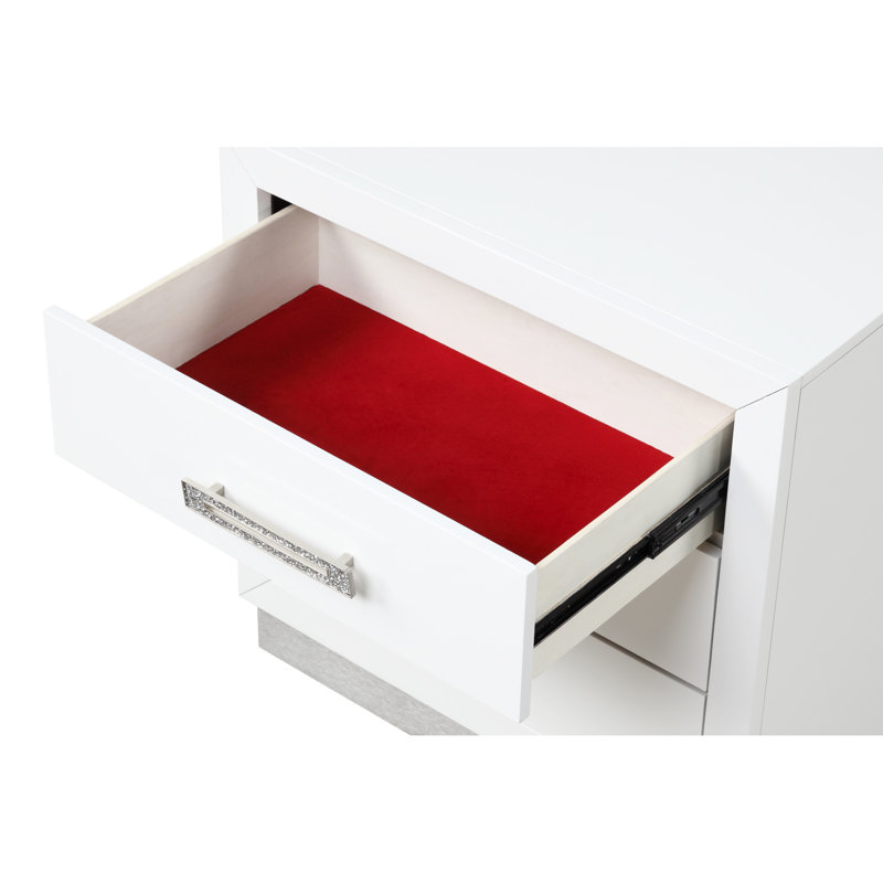Table de chevet blanc laiteux 3 pour une chambre à coucher confortable