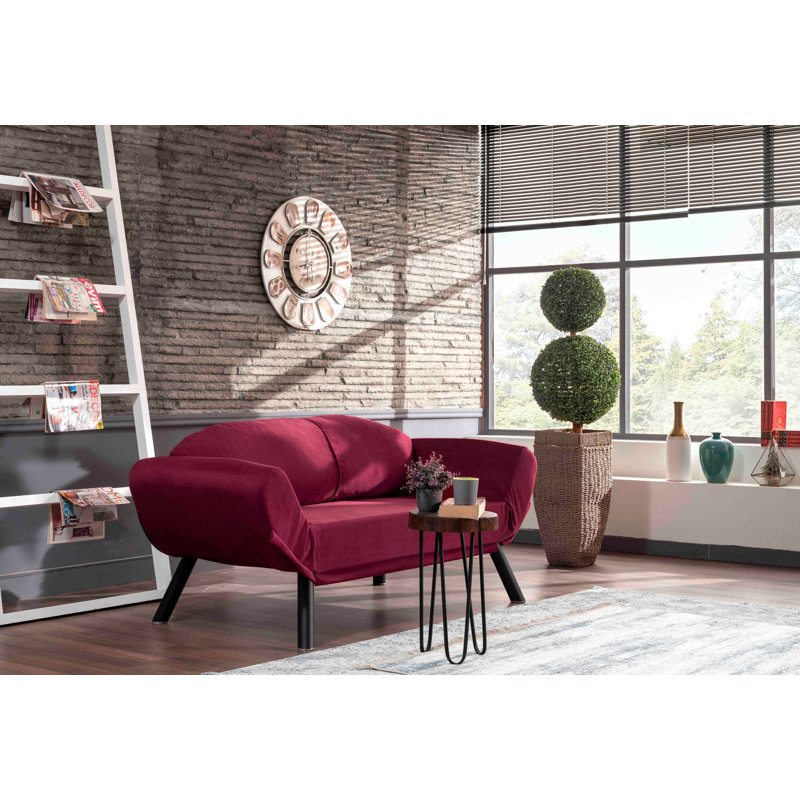 Desdemona 2 Seater Clic Clac Sofa Bed, Dark Red