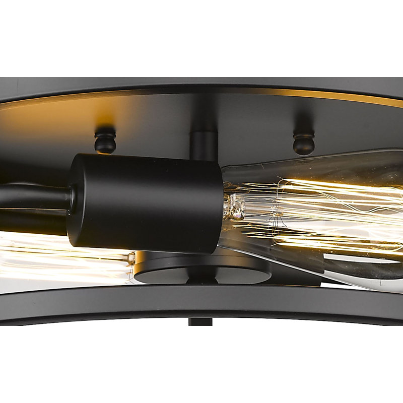 Transitional 2 Light Iron Round Flush Mount, Black