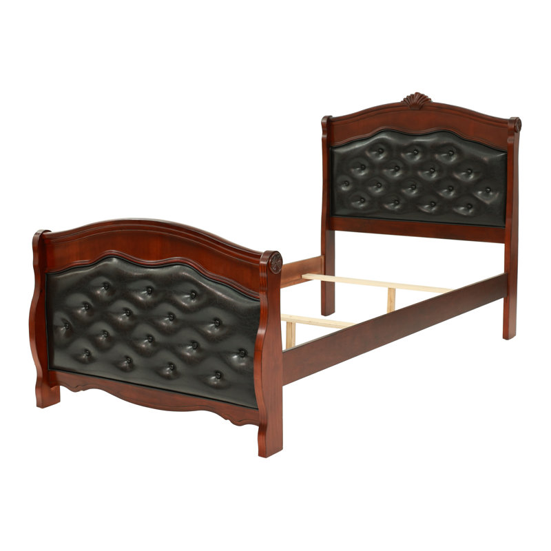 Lit tapissier Mantua cerise et espresso, Double