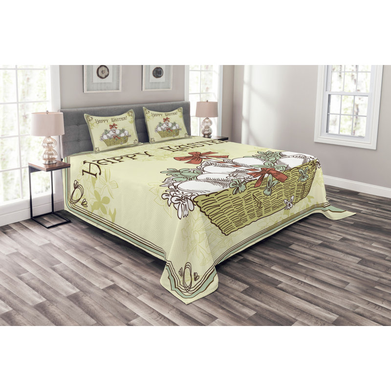 No Pattern Bedspread with Pillow Shams Included, 220 x 264 cm