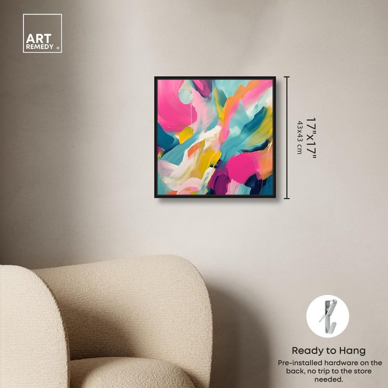 Prismatic Flow, reproduction d'art moderne sur toile par Art Remedy, H 17 po x l 17 po x P 1,8 po, Cadre flottant noir