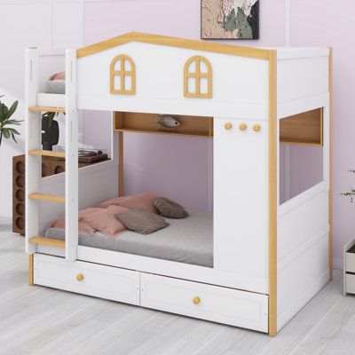 Lit superposé Creative avec rails de sécurité maison et solutions de rangement complètes