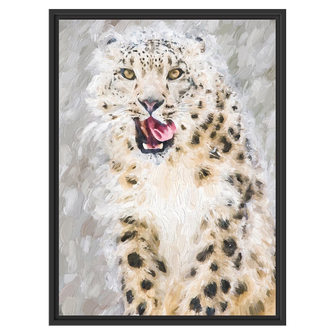 Gerahmtes Wandbild LeopardSchnee Kunst