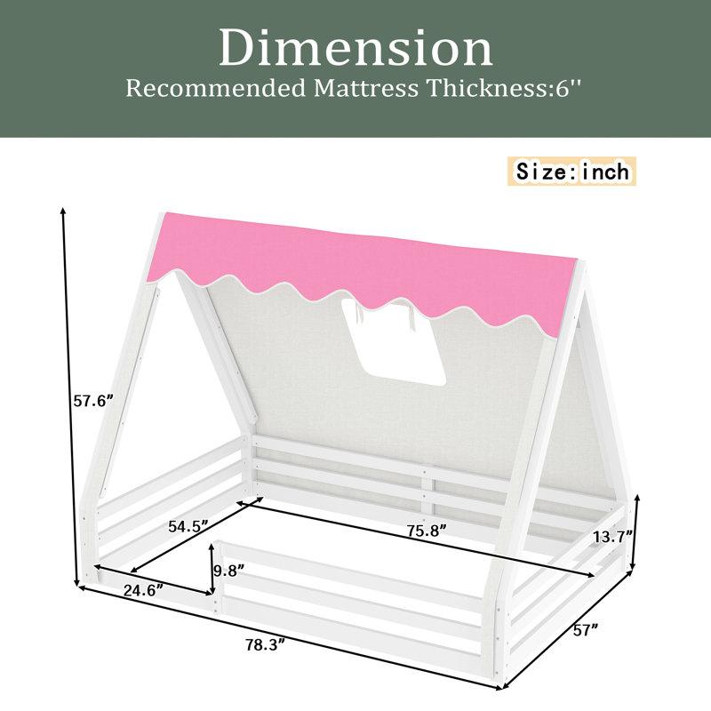 Lit de maison avec tente et lit de camp, Complète, Rose
