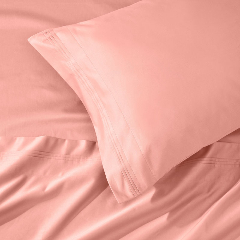 Ensemble de draps en coton égyptien 1000 fils Bba, Ensemble de draps pour grand lit avec 2 taies d'or, Rose cendré