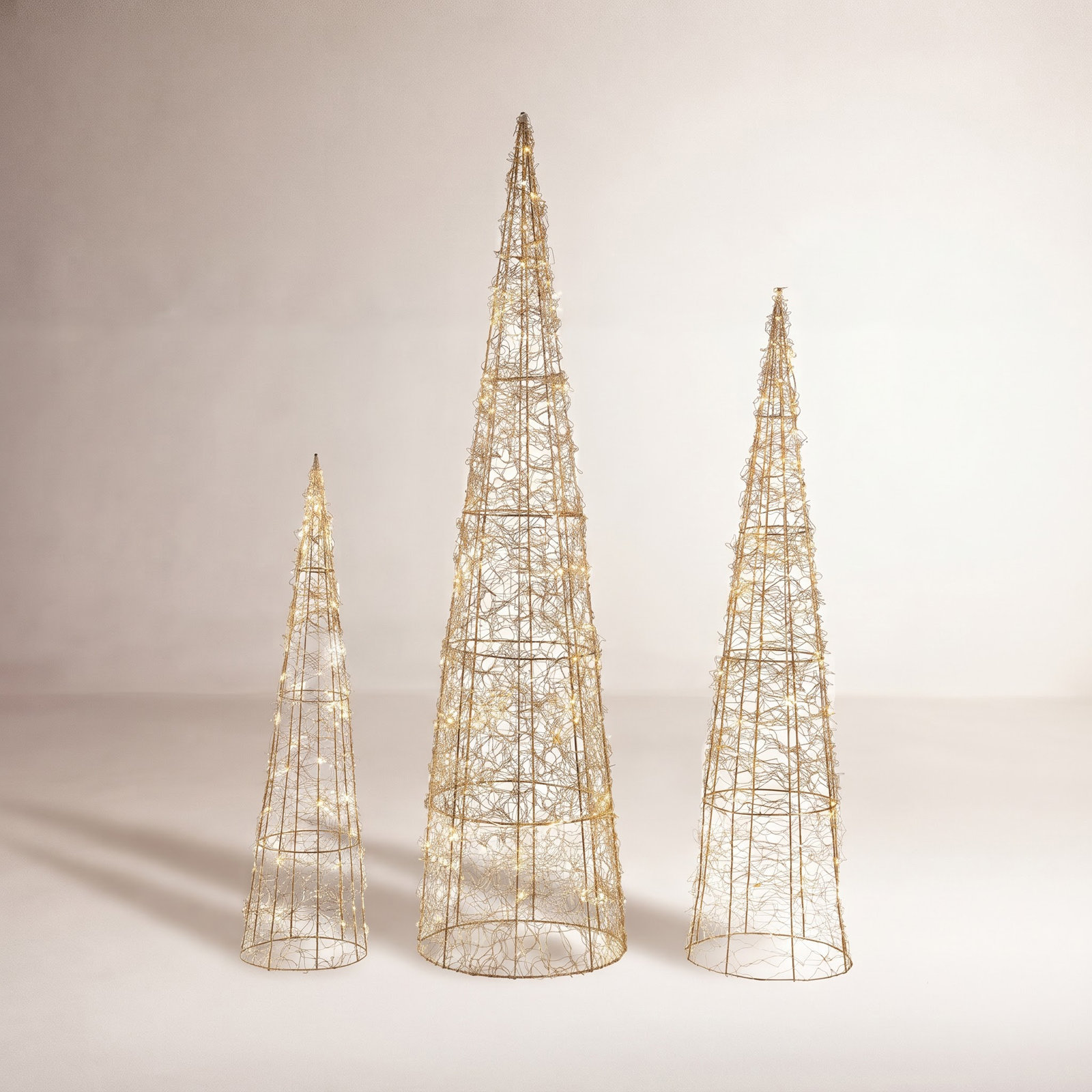 3-Piece LED Twinkle Lighted Cone Tree Set