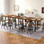 Table de salle à manger à hauteur de comptoir de 63 po pour 6 personnes, table rectangulaire industrielle à hauteur de bar avec structure en métal robuste et repose-pieds, grande table de cuisine rustique brune pour la salle à manger
