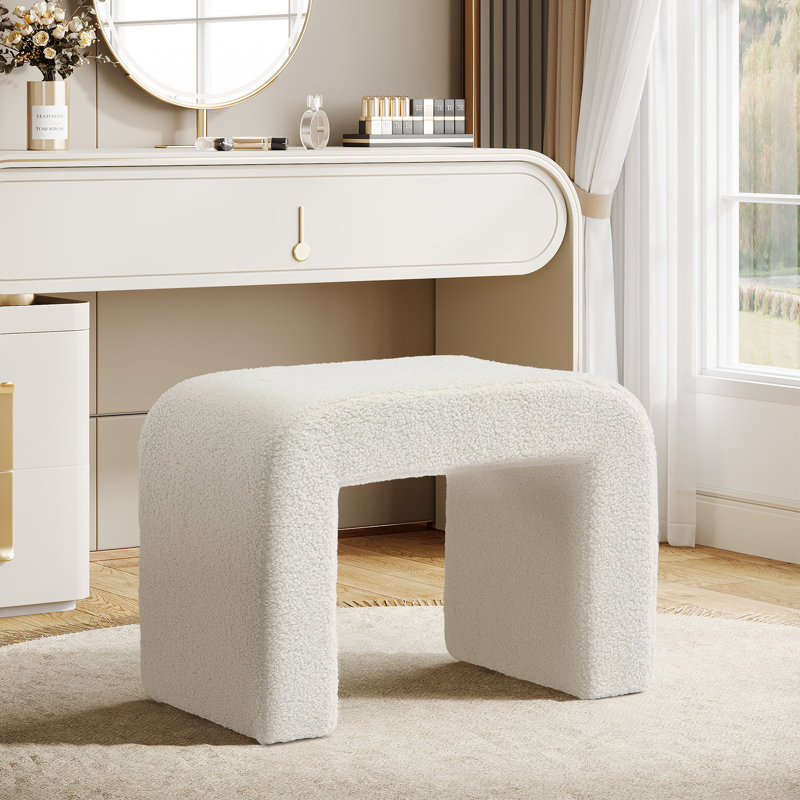 Tabouret de coiffeuse d'appoint 23,62 "en cachemire, Blanc