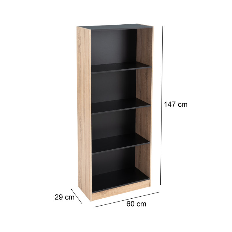 Rimas 151cm H x 35cm W Particle Board Bookcase, Black/Brown