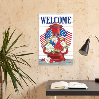Welcome Patriotic Lantern Contemporary Flower Art