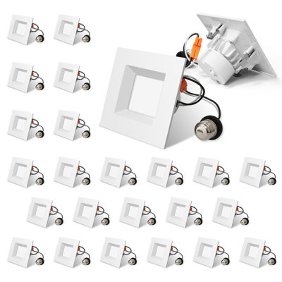 24 Pack 4 inch 5 CCT Selectable LED Square recessed lighting retrofit,LED Can Lights,75W Incandescent Equal, 750LM, Energy Star