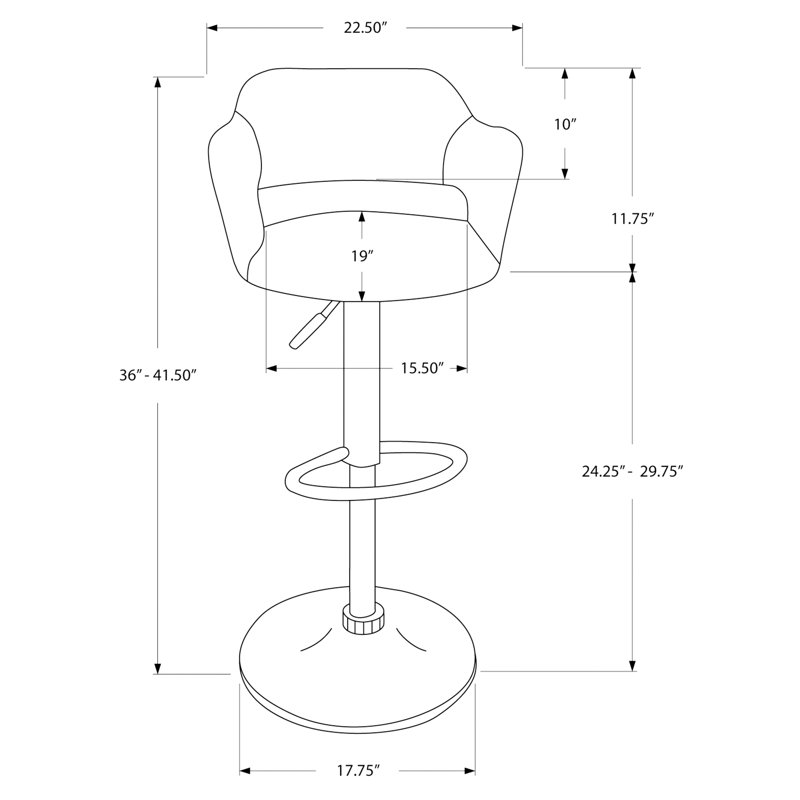Tabouret de bar réglable en hauteur noir avec housse confortable en similicuir