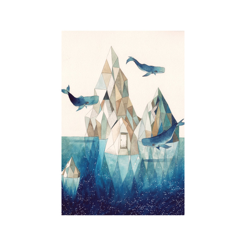 Whale Iceberg 1 Piece Painting on Canvas, 101.6 cm H x 66.04 cm W x 1.91 cm D, No Frame