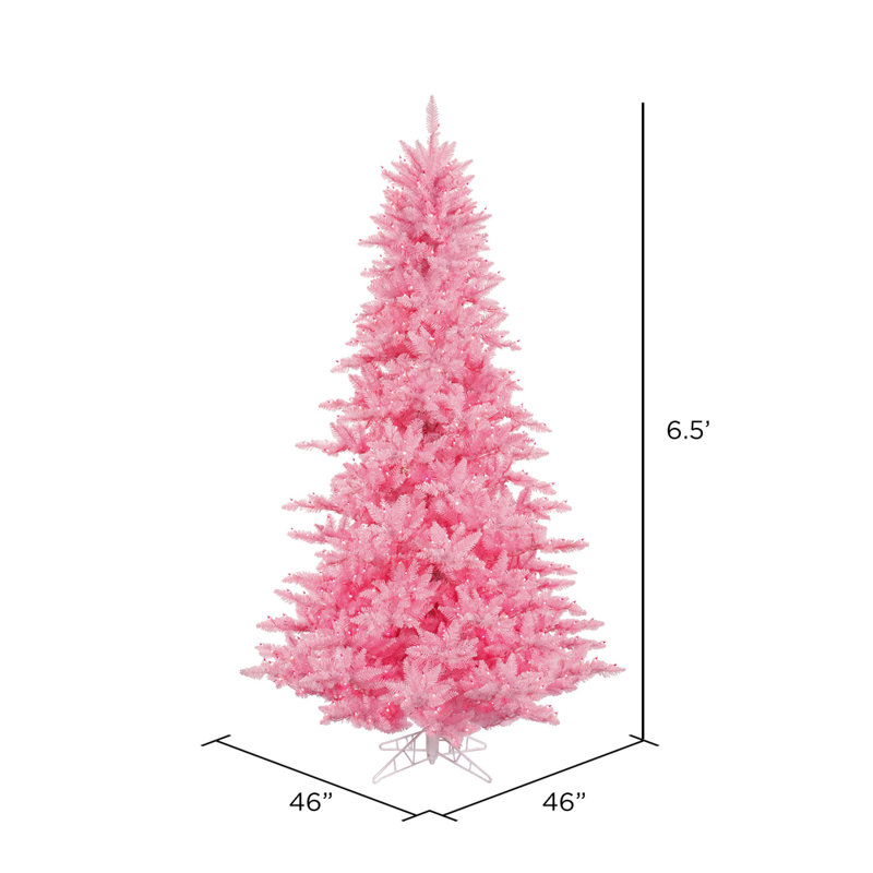 Pink Fir Lighted Artificial Fir Christmas Tree, 6.5' H