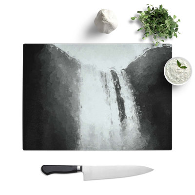 Tempered Glass Skogafoss Waterfall Iceland Chopping Board