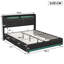 EU Double & King Faux Leather Ottoman Bed with Dual-Zone LED & Charging Shelf, Black PU Floating Storage Bed, 140/160x200cm-1089344645
