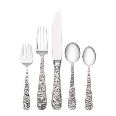 Ensemble de couverts en argent sterling 5 pièces Repousse, service pour 1