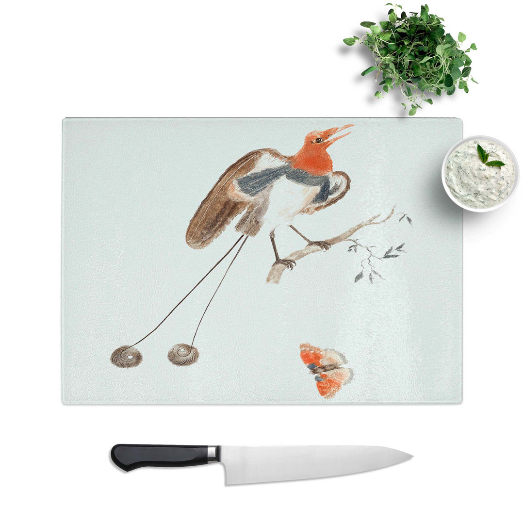Tempered Glass Bird of Paradise & Butterfly Chopping Board