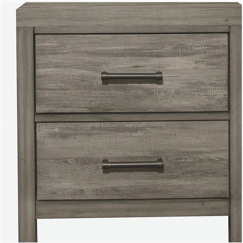 Table de chevet de style rustique en mélamine de qualité supérieure avec 2 tiroirs et finition en bois gris vieilli 1 pièce