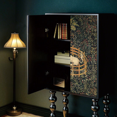 French Vintage High-Footed Wood Storage Cabinet