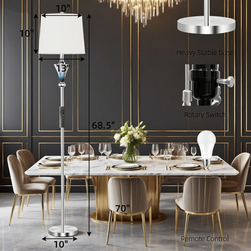 Lampe sur pied intelligente avec télécommande, lampe sur pied moderne avec luminosité à intensité variable et température de couleur continue, lampes sur pied à DEL pour le salon, la chambre, le bureau, la décoration intérieure