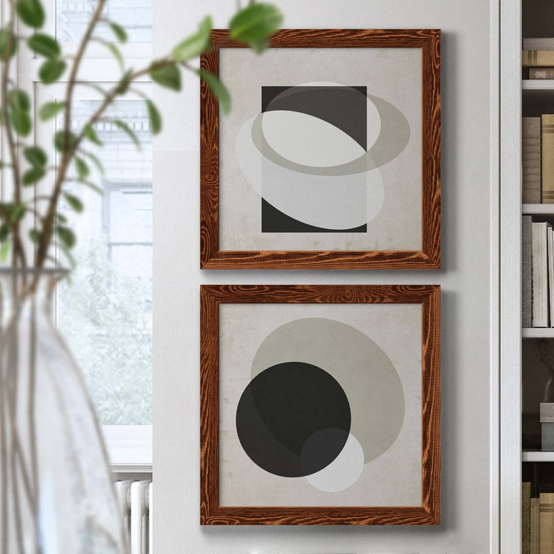 Moderniste Neutre III, ensemble de 2 reproductions d'art sur toile encadrées, H 20 po x l 40 po x P 1,5 po