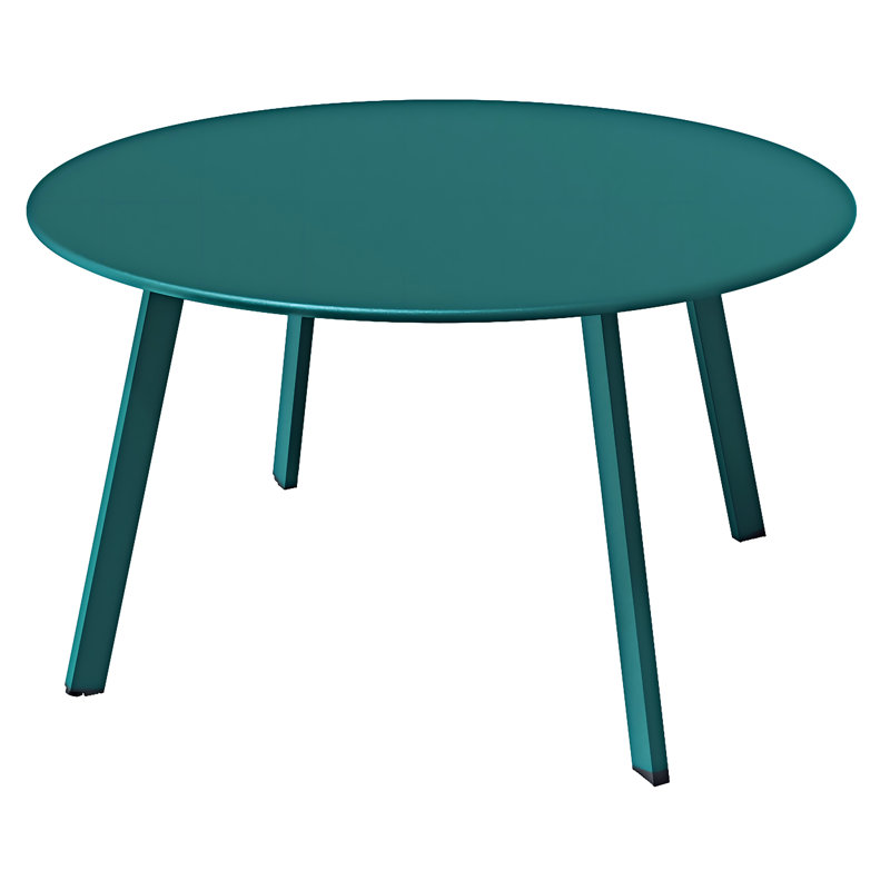 Aljawhara Round Metal Outdoor Coffee Table , 27.5'' in. W 27.5'' in. D, Teal