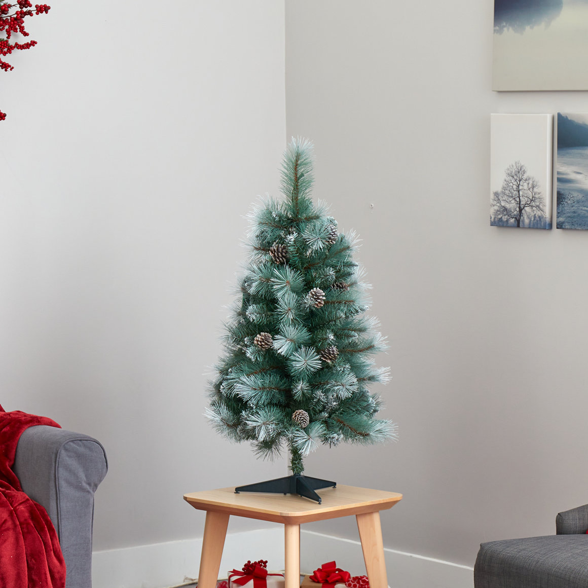 Lighted Artificial Christmas Tree, 3' H