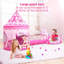 Ensemble de jeu de tente et de fosse à billes 3 en 1 Wilwolfer pour filles avec tunnel de rampement pour tout-petits, maisonnette rose Pop Up