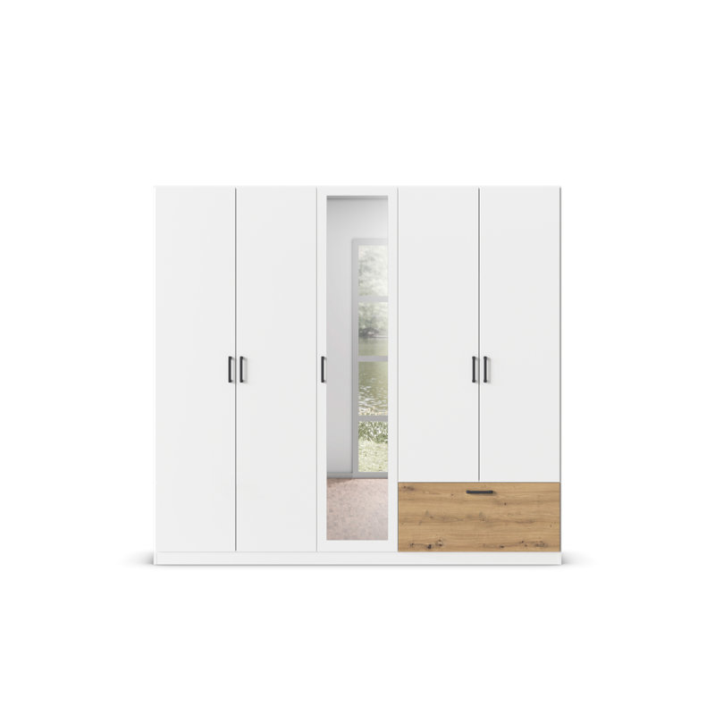 Bari Manufactured Wood Wardrobe, Alpine white/Artisan oak
