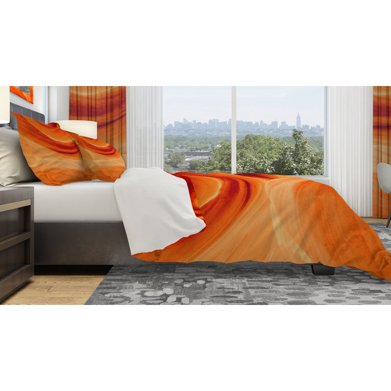Ensemble de housse de couette murale antilope canyon designart, Housse de couette grand + 2 taies décoratives
