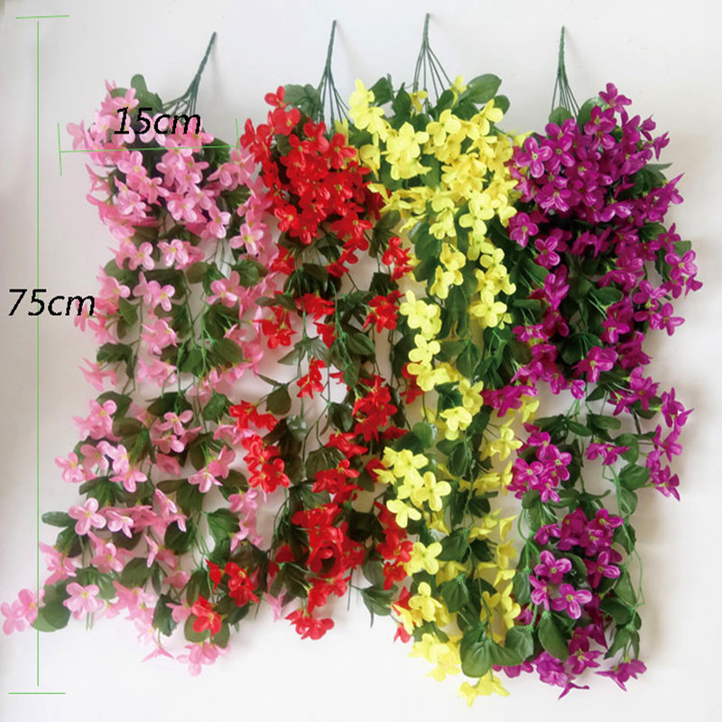 Decorative Wall Hanging Artificial Violet Vine Plant, Pink