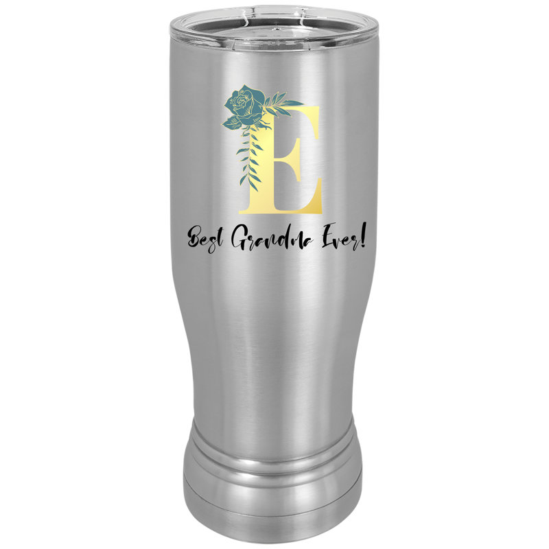 Initiale 14 oz. Gobelet de voyage en acier inoxydable isolé sous vide, Argent, Oui
