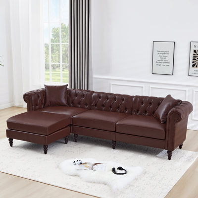 108.7" Wide Sectional Sofa With Ottoman