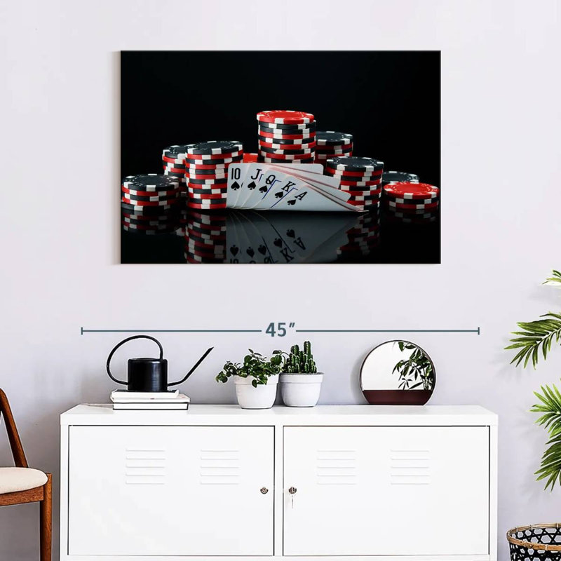Poker sur toile, H 24 po x l 36 po x P 1,25 po
