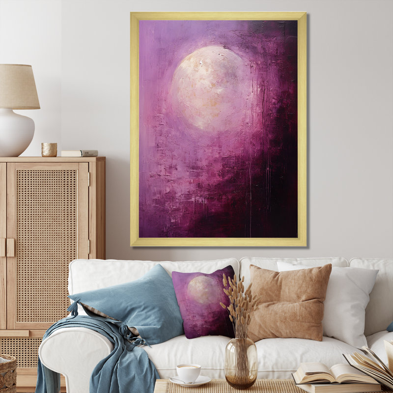 Lune mystérieuse luminosité II, Cadre doré simple, H 32 po x l 16 po x P 1 po