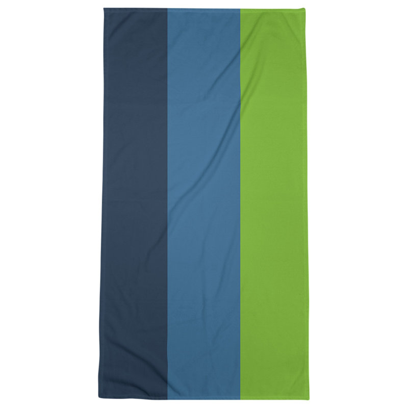 Cotton Blend Lightweight Bath Towel, Midnight Blue/Blue/Green