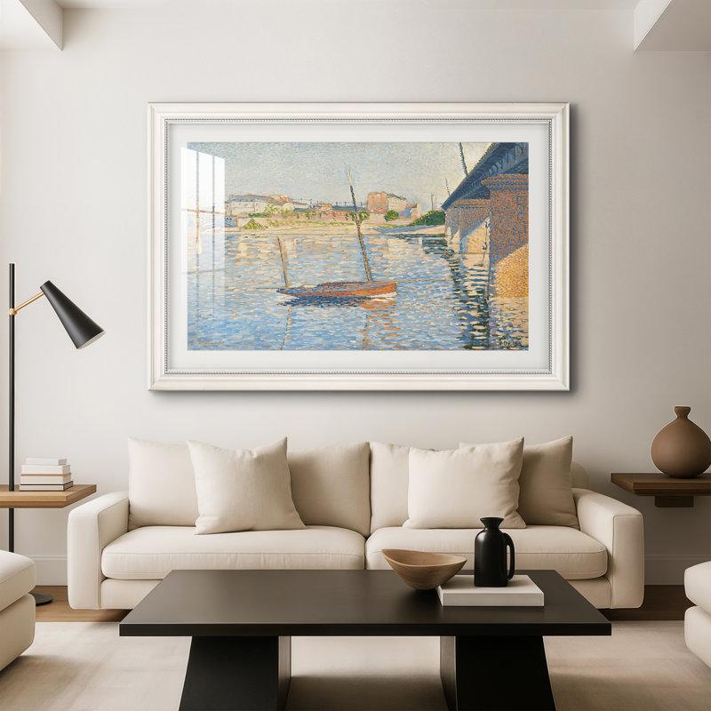 Le Clipper, Asnières, 1887-Paul Signac-Impression encadrée personnalisée, 28x40 INNER SIZE, Framed Print with Mat