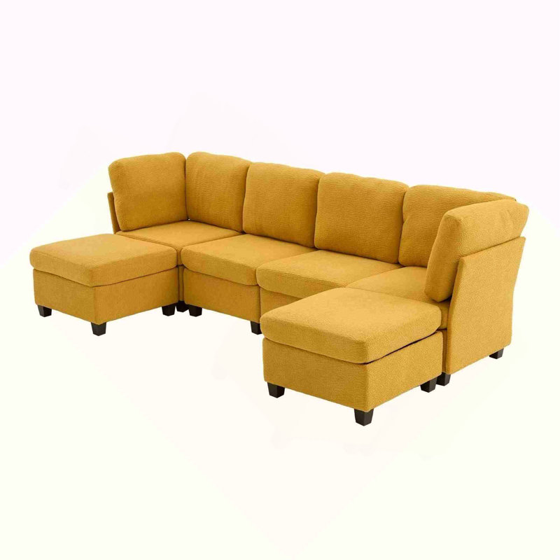 Canapé modulaire modulaire: canapé modulaire convertible à 6 places avec méridienne, canapé modulaire surdimensionné en U avec repose-pieds avec rangement