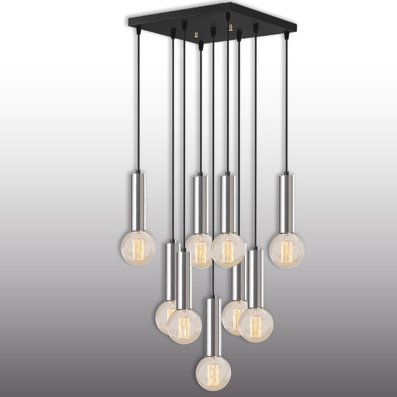 Luminaire suspendu en métal à hauteur réglable 9 lumières