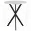 Table bistro ronde en acier galvanisé avec plateau riveté argenté, H 31,5 po x H 36 po