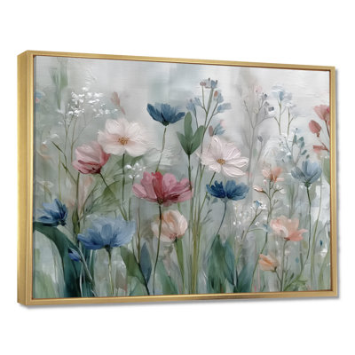 Green Blue Wildflower Meadows - Wildflowers Wall Art, Blue Floral Canvas Print