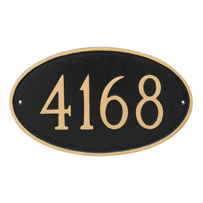 Plaque d'adresse classique Classic, Oui, Noir et or