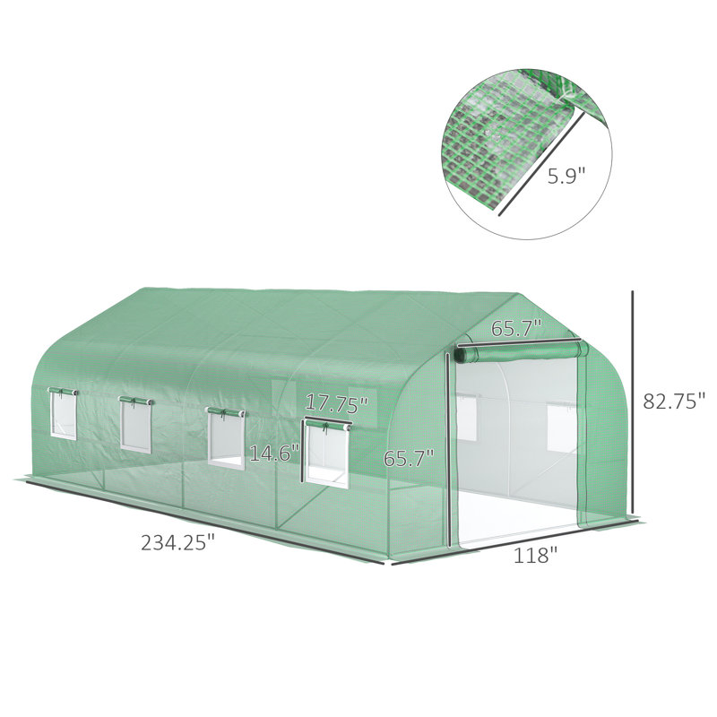 Outsunny 20' X 10' X 7' Walk-In Tunnel Greenhouse With Zippered Mesh Door And 8 Mesh Windows