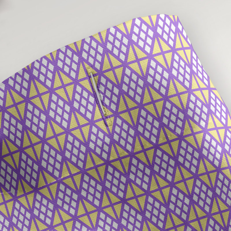 Rideau double double géométrique, Purple/Yellow Geometric III