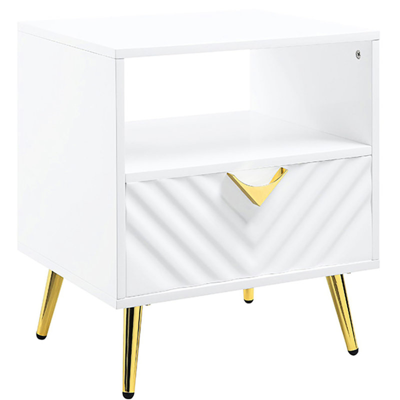 Table blanche ultra brillante avec tiroir - polyvalente pour la décoration intérieure de style Mid-Century moderne et rangement fonctionnel